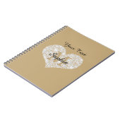Ihr Text, Diamantenherz, Gold Monogramm, Name Notizblock (Linke Seite)