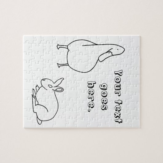 Ihr Text, Duck und Bunny Rabbit zeichnend Rätsel Puzzle (Horizontal)
