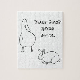 Ihr Text, Duck und Bunny Rabbit zeichnend Rätsel Puzzle