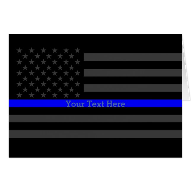 Ihr Text dünn blaue Linie Schwarz-US-Flagge Design (Vorderseite (Horizontal))