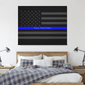 Ihr Text dünn blaue Linie Stilvolle schwarze US-Fl Leinwanddruck (Insitu (Schlafzimmer))