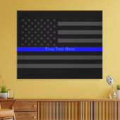 Ihr Text dünn blaue Linie Stilvolle schwarze US-Fl Leinwanddruck (Insitu (Wohnzimmer))
