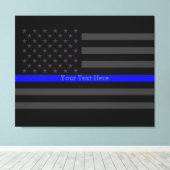 Ihr Text dünn blaue Linie Stilvolle schwarze US-Fl Leinwanddruck (Insitu (Holzboden))