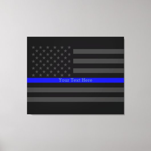 Ihr Text dünn blaue Linie Stilvolle schwarze US-Fl Leinwanddruck (Vorderseite)