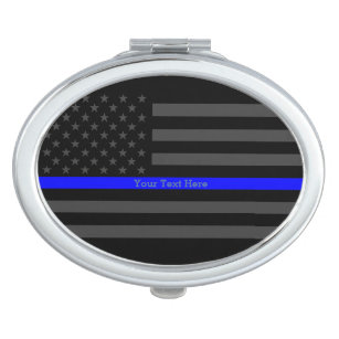 Ihr Text dünne blaue Linie Kohle US Flag Stil Taschenspiegel