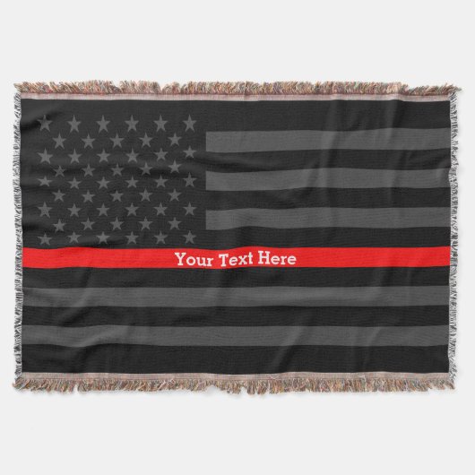 Ihr Text dünne rote Linie Kohle schwarze US-Flagge Decke (Vorderseite)