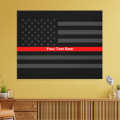 Ihr Text dünne rote Linie Stilvolle schwarze US-Fl Leinwanddruck (Insitu (Wohnzimmer))