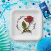 Ihr Text - Eine Rote Rose - Romantisches Foto Pappteller (Party)