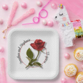 Ihr Text - Eine Rote Rose - Romantisches Foto Pappteller (Party)