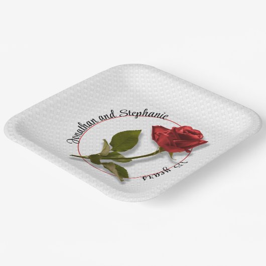 Ihr Text - Eine Rote Rose - Romantisches Foto Pappteller (Gewinkelt)