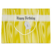 Ihr Text | Elegant Happy Birthday Yellow Satin Große Geschenktüte (Vorderseite)