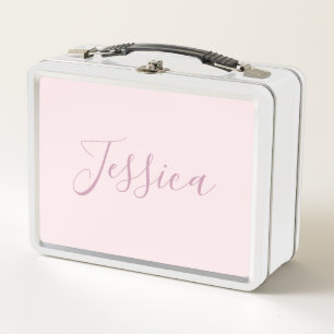 Ihr Text Elegante Schrift & Soft Blush Pink Metall Brotdose