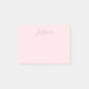 Ihr Text Elegante Schrift & Soft Blush Pink Post-it Klebezettel