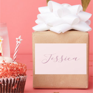Ihr Text Elegante Schrift & Soft Blush Pink Rechteckiger Aufkleber
