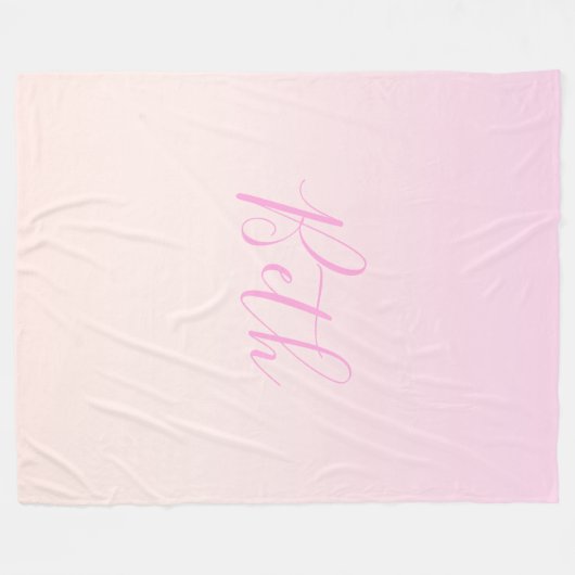 Ihr Text | Elegantes Script & Soft Blush Pink Ombr Fleecedecke (Vorderseite (Horizontal))