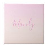 Ihr Text | Elegantes Script & Soft Blush Pink Ombr Fliese (Vorderseite)