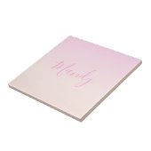 Ihr Text | Elegantes Script & Soft Blush Pink Ombr Fliese (Seite)