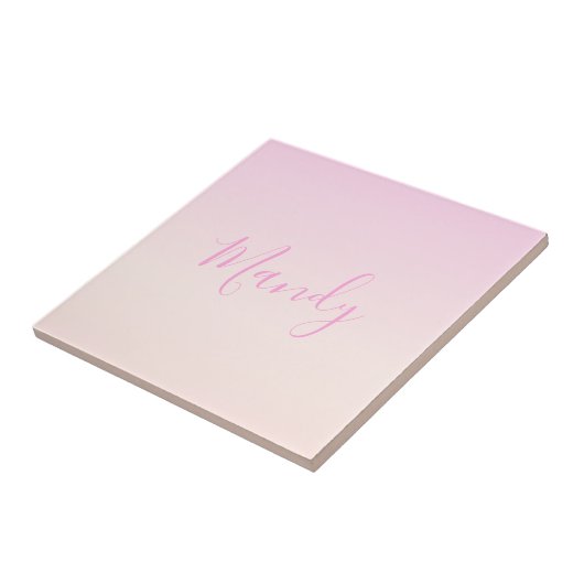 Ihr Text | Elegantes Script & Soft Blush Pink Ombr Fliese (Seite)