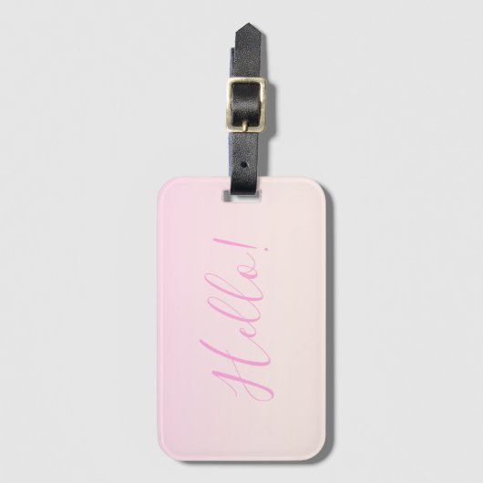 Ihr Text | Elegantes Script & Soft Blush Pink Ombr Gepäckanhänger (Vorderseite Vertikal)