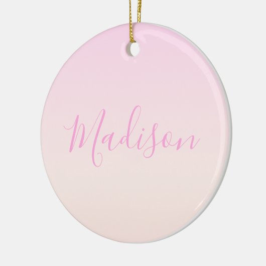 Ihr Text | Elegantes Script & Soft Blush Pink Ombr Keramik Ornament (Links)