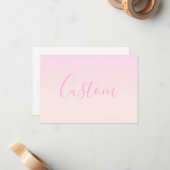 Ihr Text | Elegantes Script & Soft Blush Pink Ombr Mitteilungskarte (Vorderseite/Rückseite Beispiel)
