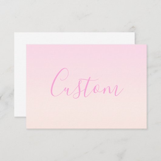 Ihr Text | Elegantes Script & Soft Blush Pink Ombr Mitteilungskarte (Vorne/Hinten)