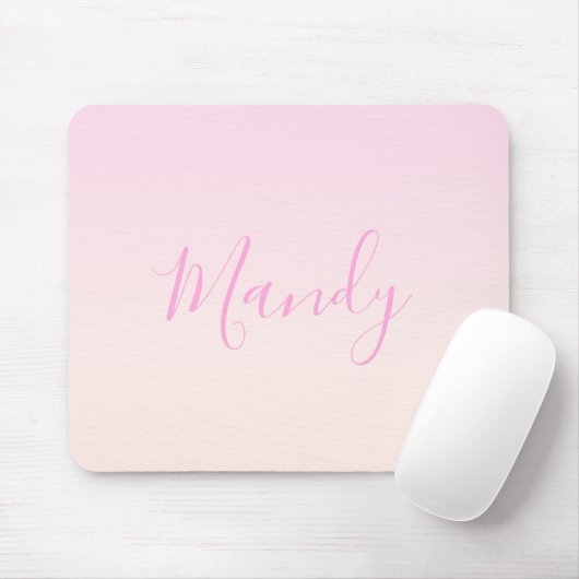 Ihr Text | Elegantes Script & Soft Blush Pink Ombr Mousepad (Mit Mouse)