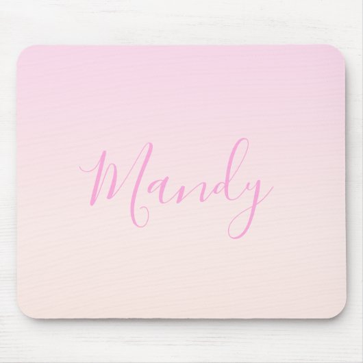 Ihr Text | Elegantes Script & Soft Blush Pink Ombr Mousepad (Vorne)