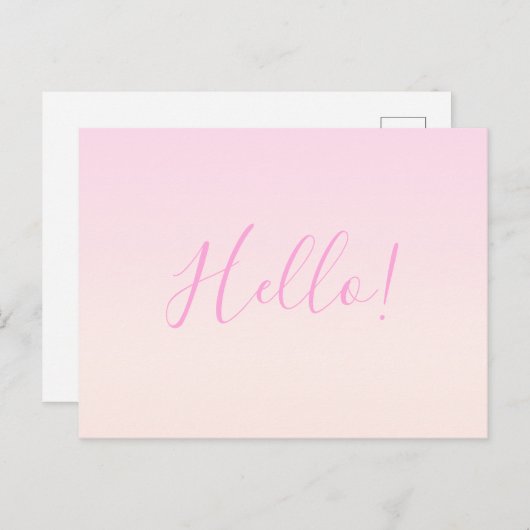 Ihr Text | Elegantes Script & Soft Blush Pink Ombr Postkarte (Vorne/Hinten)