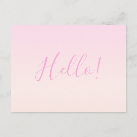 Ihr Text | Elegantes Script & Soft Blush Pink Ombr Postkarte (Vorderseite)