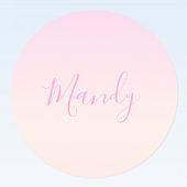 Ihr Text | Elegantes Script & Soft Blush Pink Ombr Runder Aufkleber