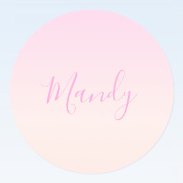 Ihr Text | Elegantes Script & Soft Blush Pink Ombr Runder Aufkleber