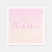 Ihr Text | Elegantes Script & Soft Blush Pink Ombr Serviette (Vorderseite)