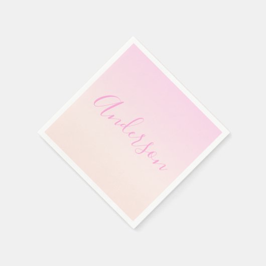 Ihr Text | Elegantes Script & Soft Blush Pink Ombr Serviette (Ecke)
