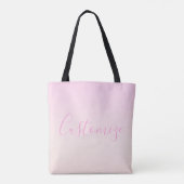 Ihr Text | Elegantes Script & Soft Blush Pink Ombr Tasche (Rückseite)