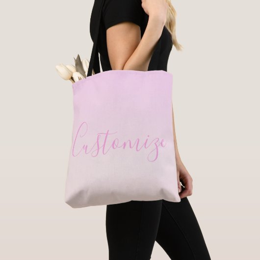 Ihr Text | Elegantes Script & Soft Blush Pink Ombr Tasche (Von Nahem)