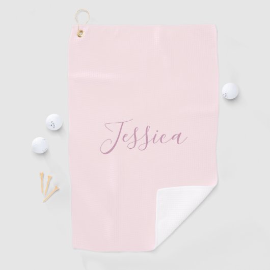 Ihr Text | Elegantes Skript & Soft Blush Pink Golfhandtuch (Insitu)