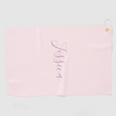 Ihr Text | Elegantes Skript & Soft Blush Pink Golfhandtuch (Horizontal)