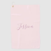 Ihr Text | Elegantes Skript & Soft Blush Pink Golfhandtuch (Vorderseite)