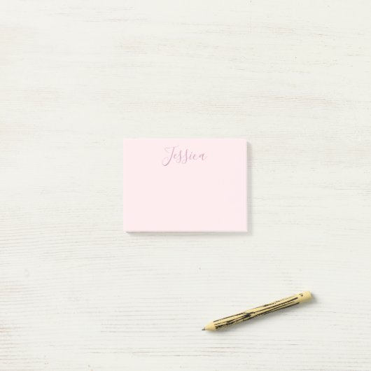 Ihr Text | Elegantes Skript & Soft Blush Pink Post-it Klebezettel (Auf Schreibtisch)