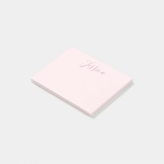 Ihr Text | Elegantes Skript & Soft Blush Pink Post-it Klebezettel (angewinkelt)