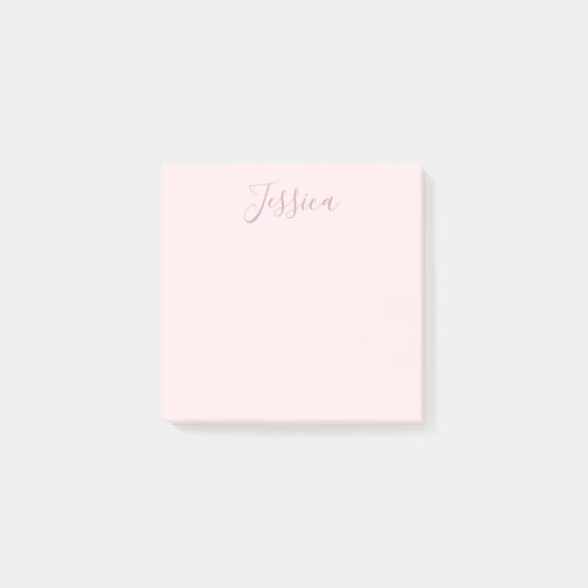 Ihr Text | Elegantes Skript & Soft Blush Pink Post-it Klebezettel (Vorderseite)
