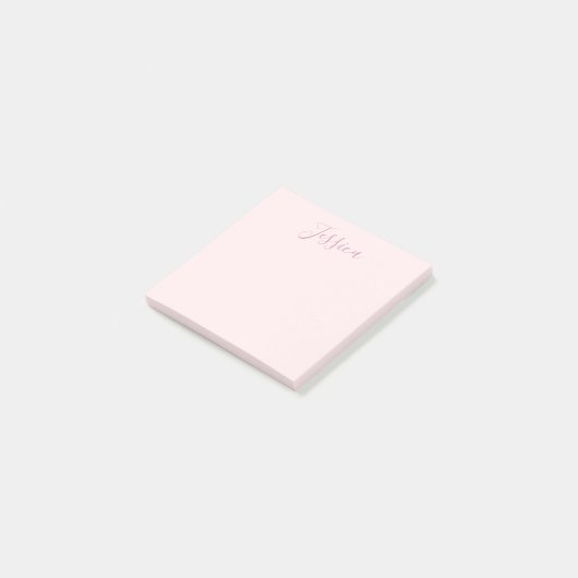 Ihr Text | Elegantes Skript & Soft Blush Pink Post-it Klebezettel (angewinkelt)