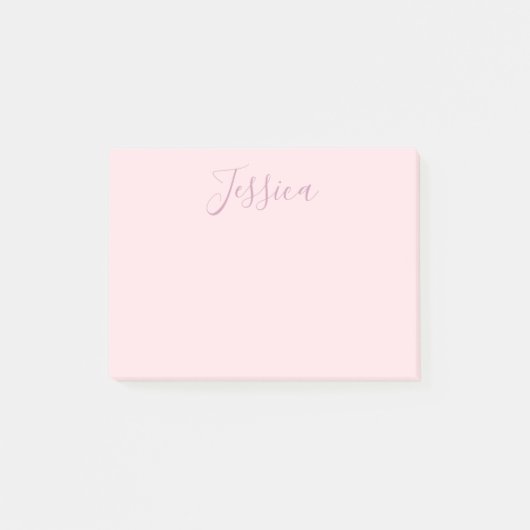 Ihr Text | Elegantes Skript & Soft Blush Pink Post-it Klebezettel (Vorderseite)