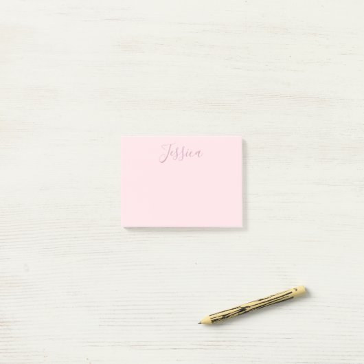 Ihr Text | Elegantes Skript & Soft Blush Pink Post-it Klebezettel (Auf Schreibtisch)