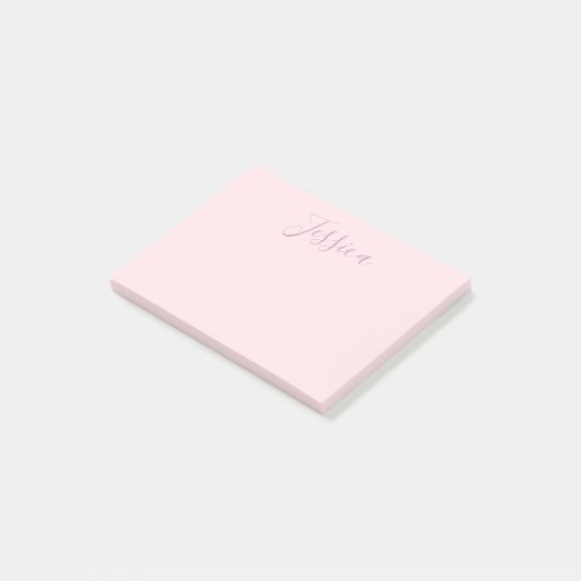 Ihr Text | Elegantes Skript & Soft Blush Pink Post-it Klebezettel (angewinkelt)