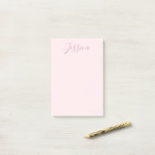Ihr Text | Elegantes Skript & Soft Blush Pink Post-it Klebezettel (Auf Schreibtisch)