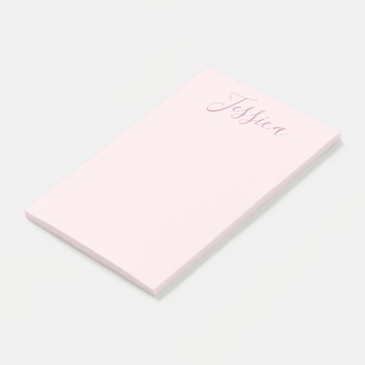 Ihr Text | Elegantes Skript & Soft Blush Pink Post-it Klebezettel (angewinkelt)