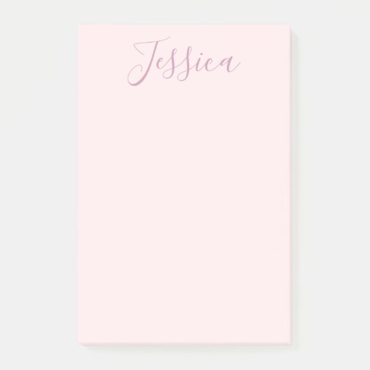 Ihr Text | Elegantes Skript & Soft Blush Pink Post-it Klebezettel (Vorderseite)