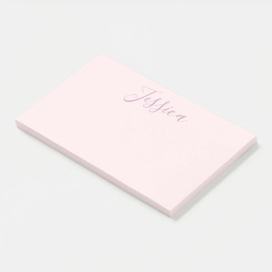 Ihr Text | Elegantes Skript & Soft Blush Pink Post-it Klebezettel (angewinkelt)